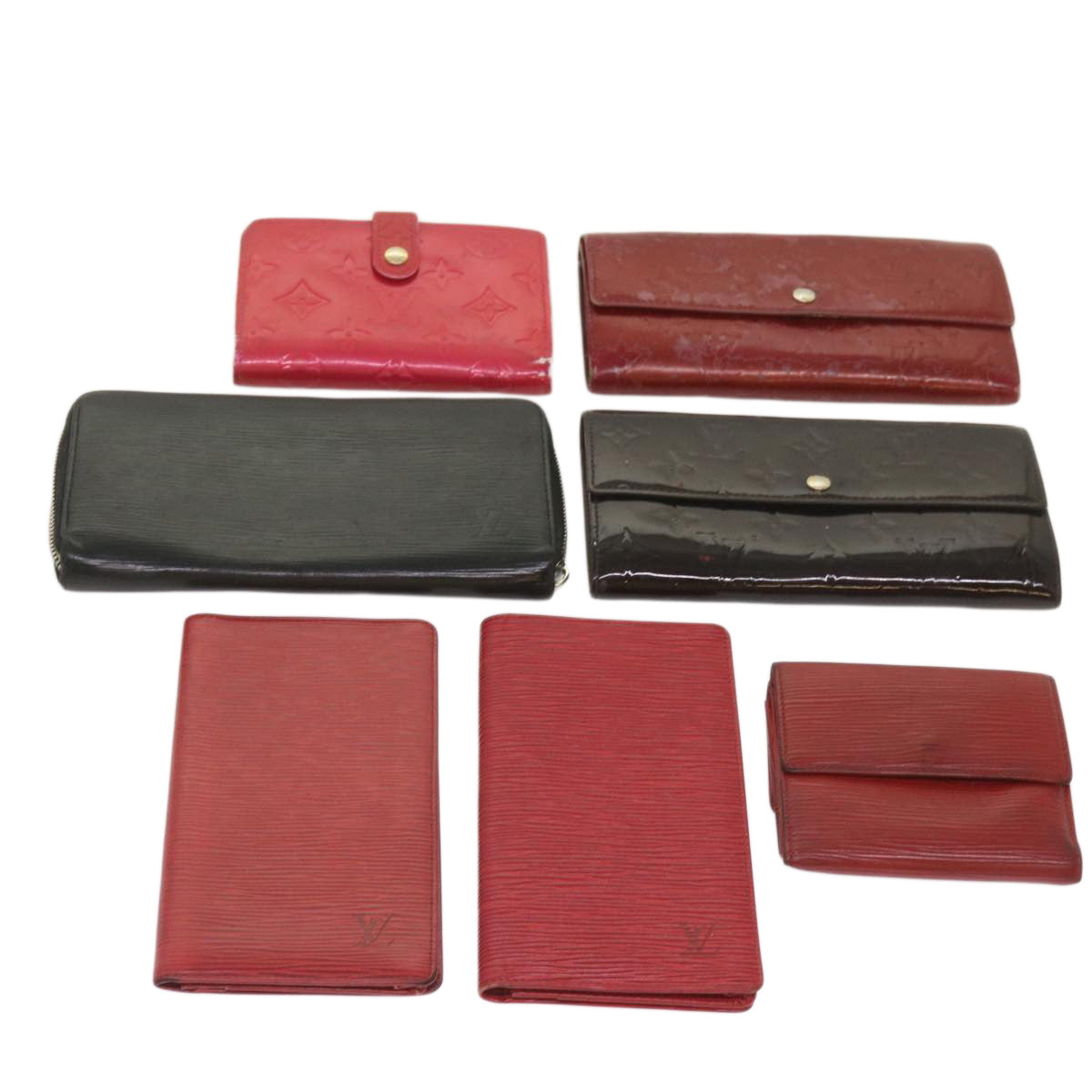 LOUIS VUITTON Monogram Vernis Epi Wallet 7Set Red Black Pink LV 65277