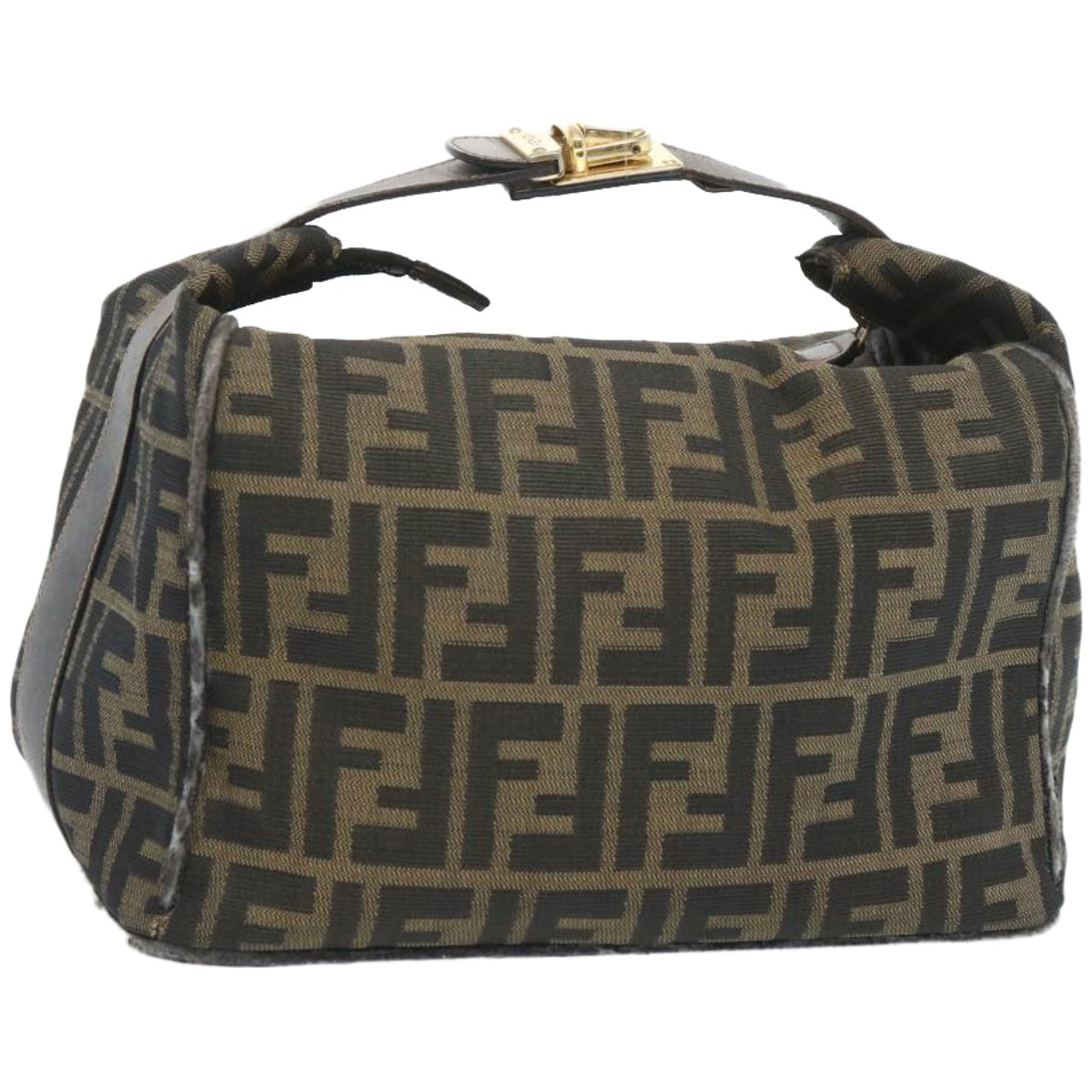 FENDI Zucca Canvas Vanity Hand Bag Brown 65366