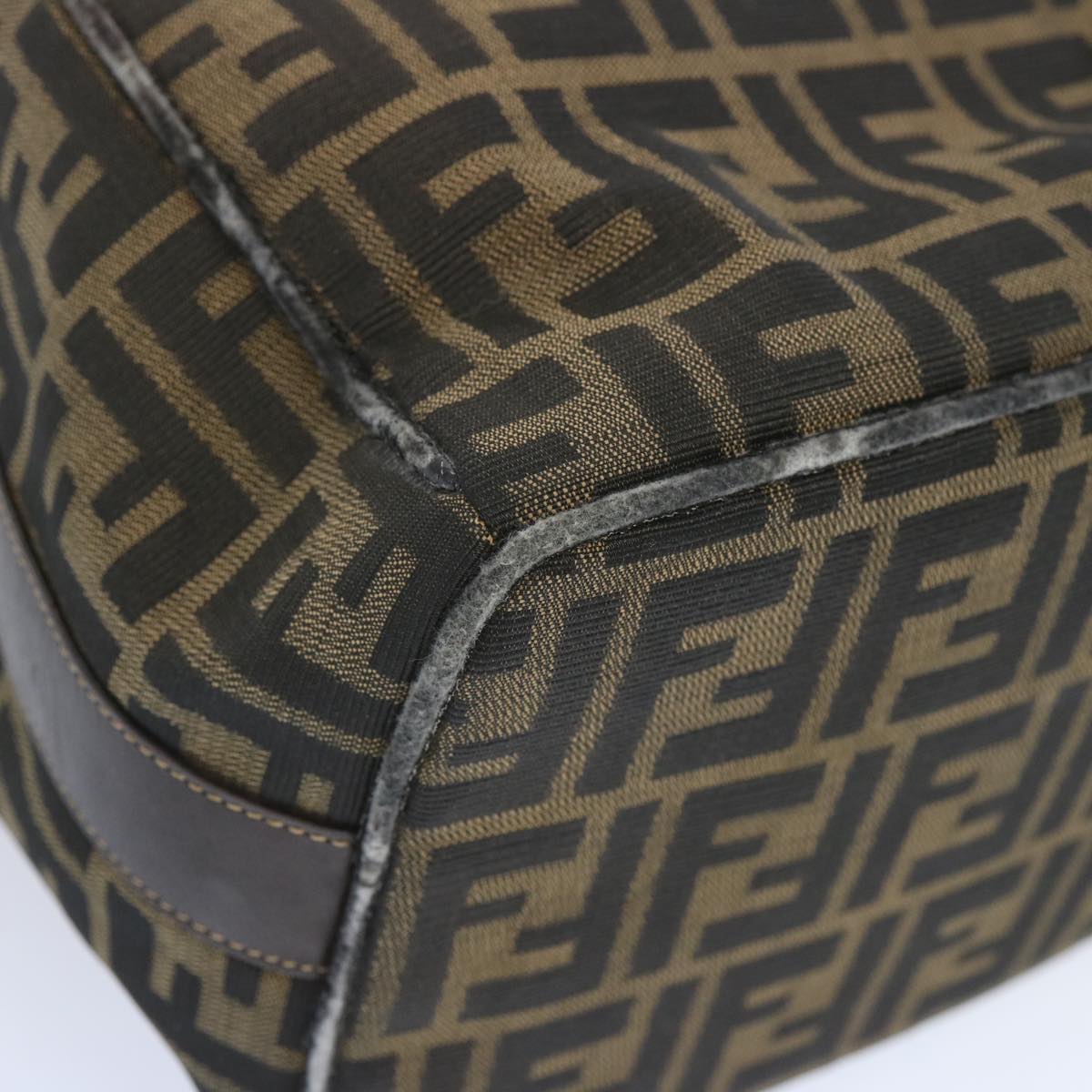 FENDI Zucca Canvas Vanity Hand Bag Brown 65366