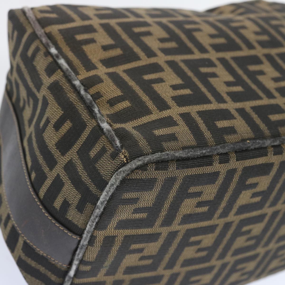 FENDI Zucca Canvas Vanity Hand Bag Brown 65366