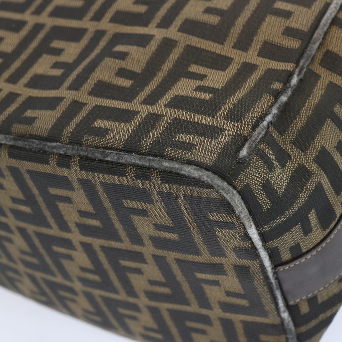 FENDI Zucca Canvas Vanity Hand Bag Brown 65366