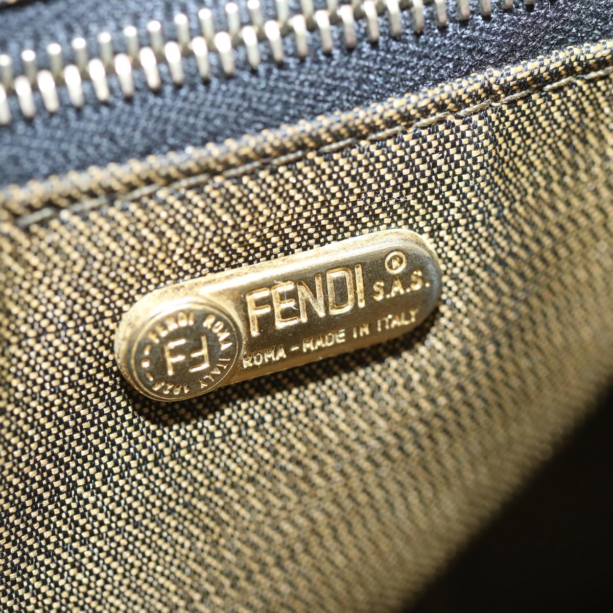 FENDI Zucca Canvas Vanity Hand Bag Brown 65366