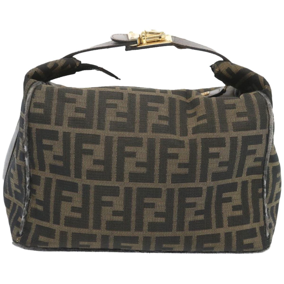 FENDI Zucca Canvas Vanity Hand Bag Brown 65366