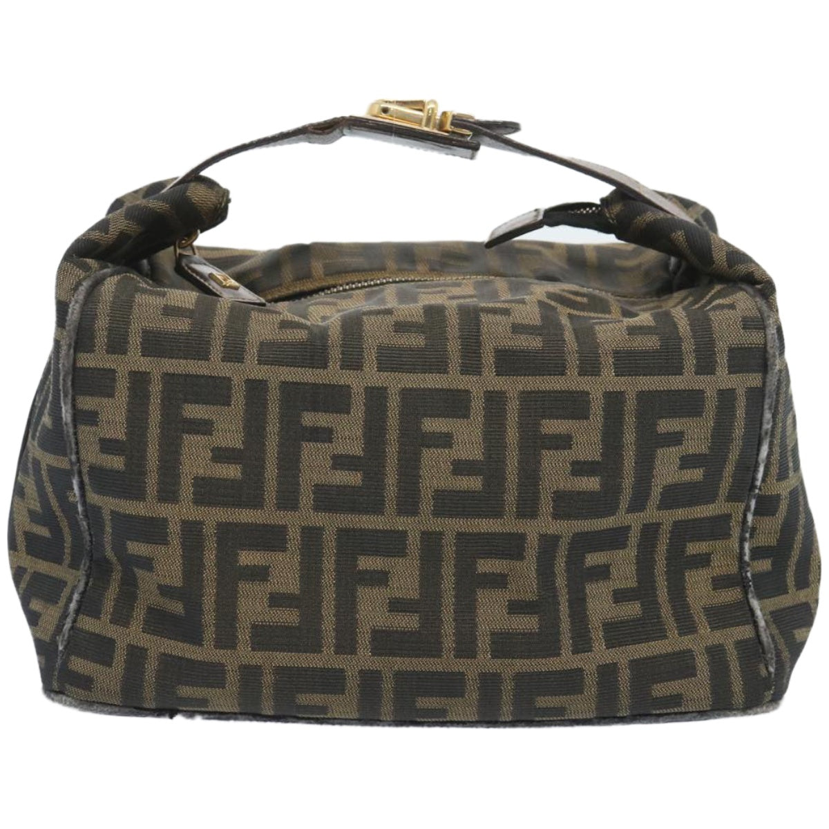 FENDI Zucca Canvas Vanity Hand Bag Brown 65366
