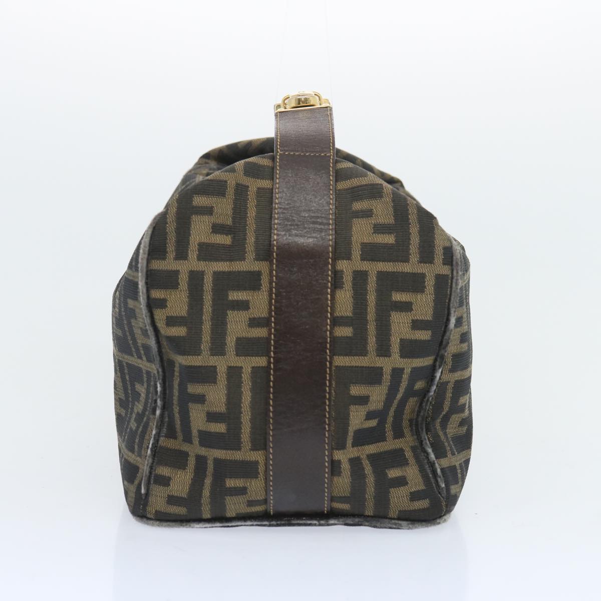 FENDI Zucca Canvas Vanity Hand Bag Brown 65366