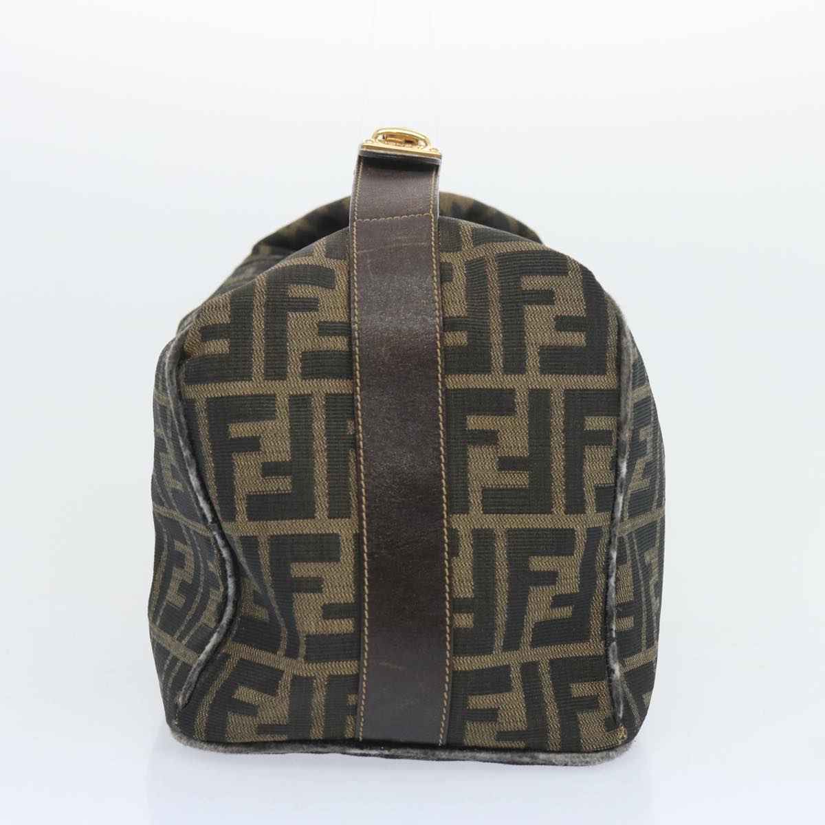 FENDI Zucca Canvas Vanity Hand Bag Brown 65366