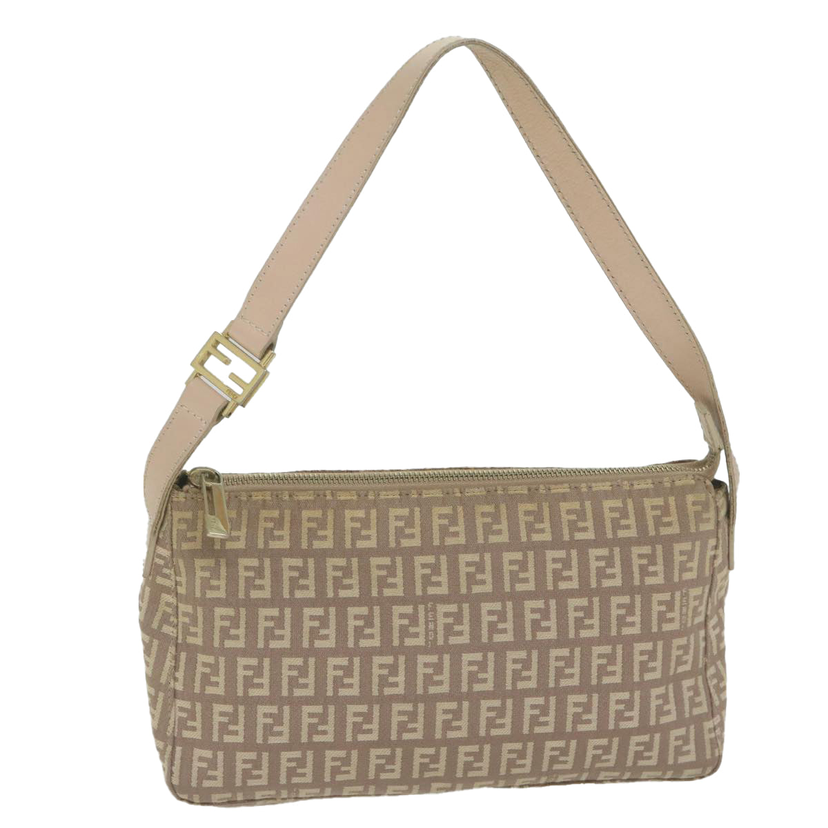 FENDI Zucchino Canvas Shoulder Bag Beige 65408