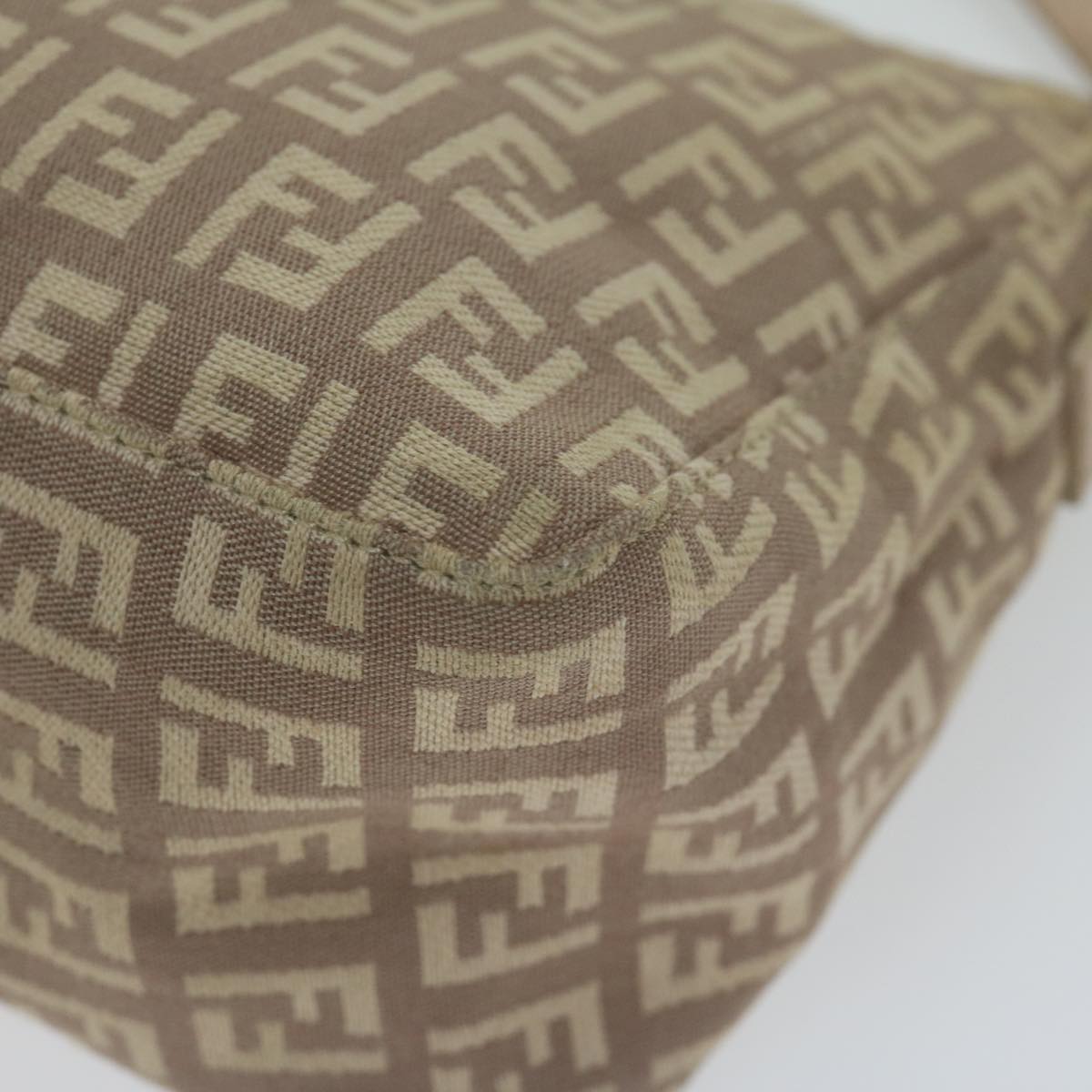 FENDI Zucchino Canvas Shoulder Bag Beige 65408
