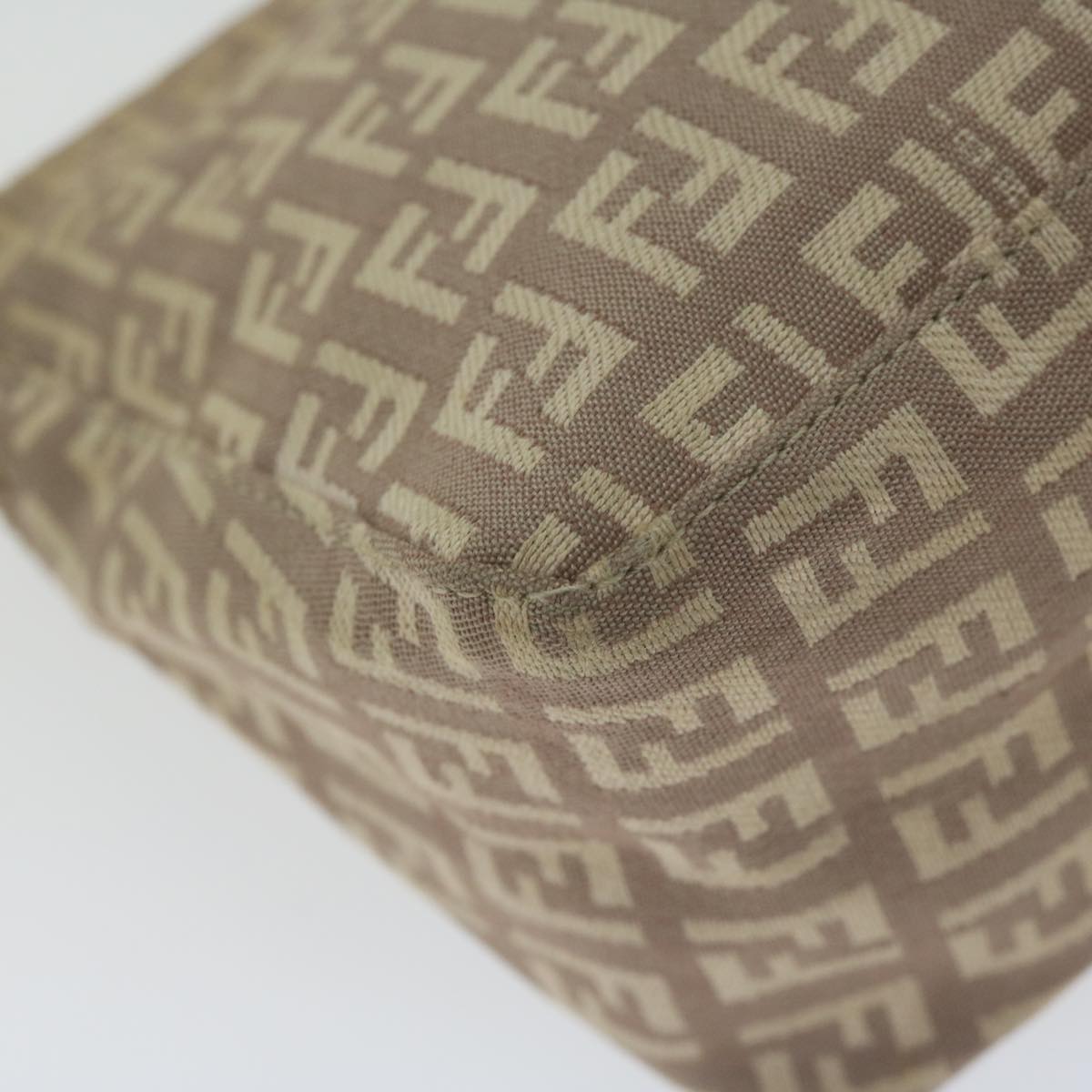 FENDI Zucchino Canvas Shoulder Bag Beige 65408