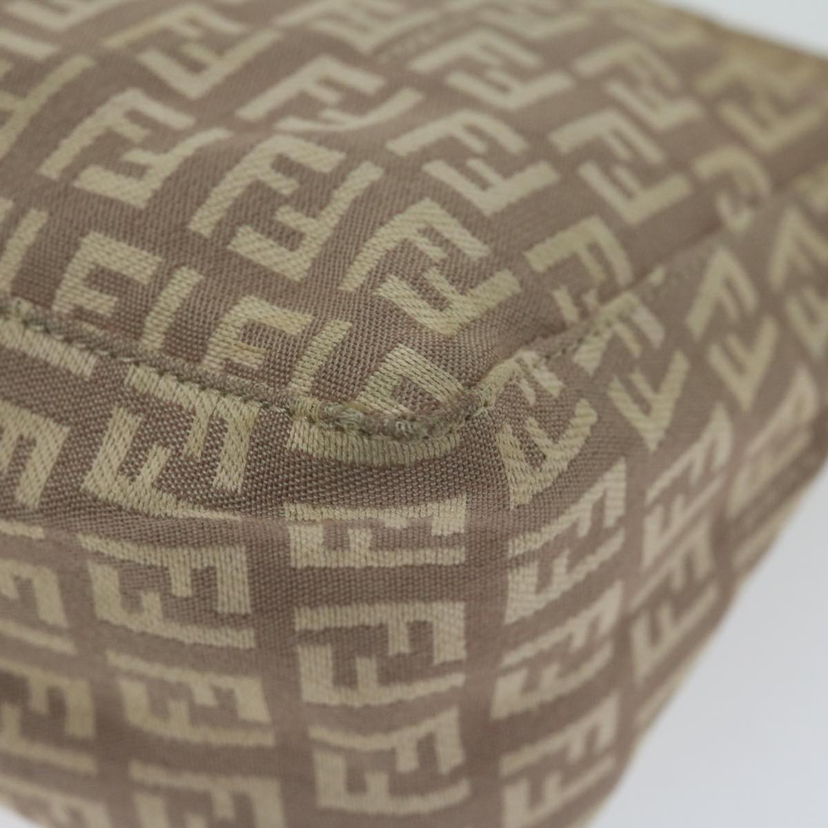 FENDI Zucchino Canvas Shoulder Bag Beige 65408
