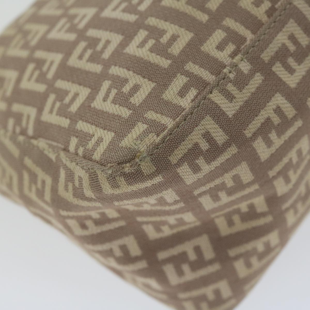 FENDI Zucchino Canvas Shoulder Bag Beige 65408