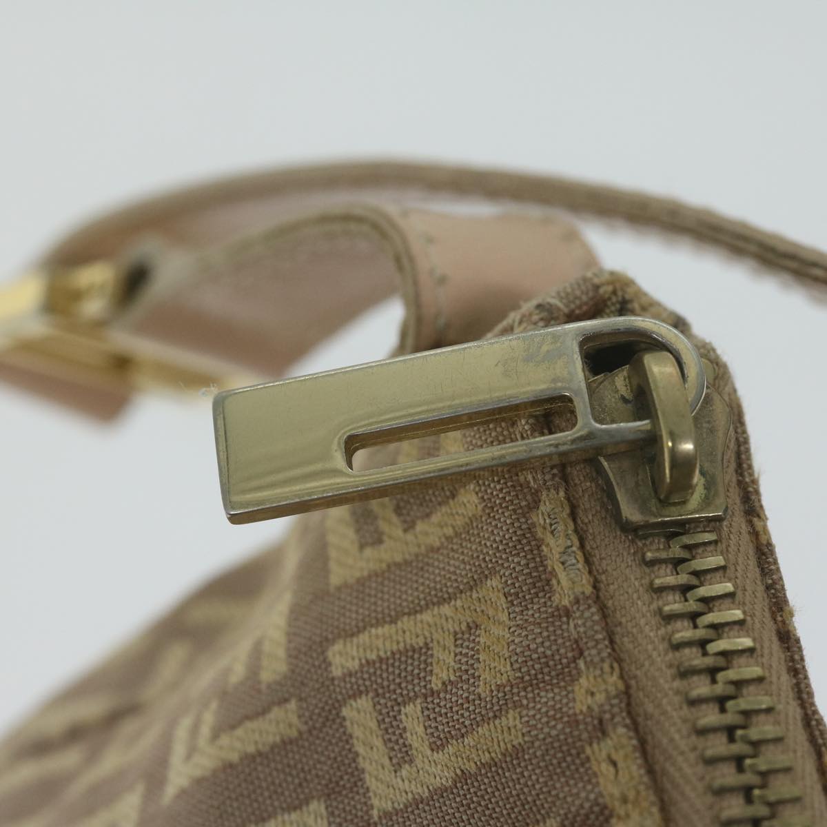 FENDI Zucchino Canvas Shoulder Bag Beige 65408