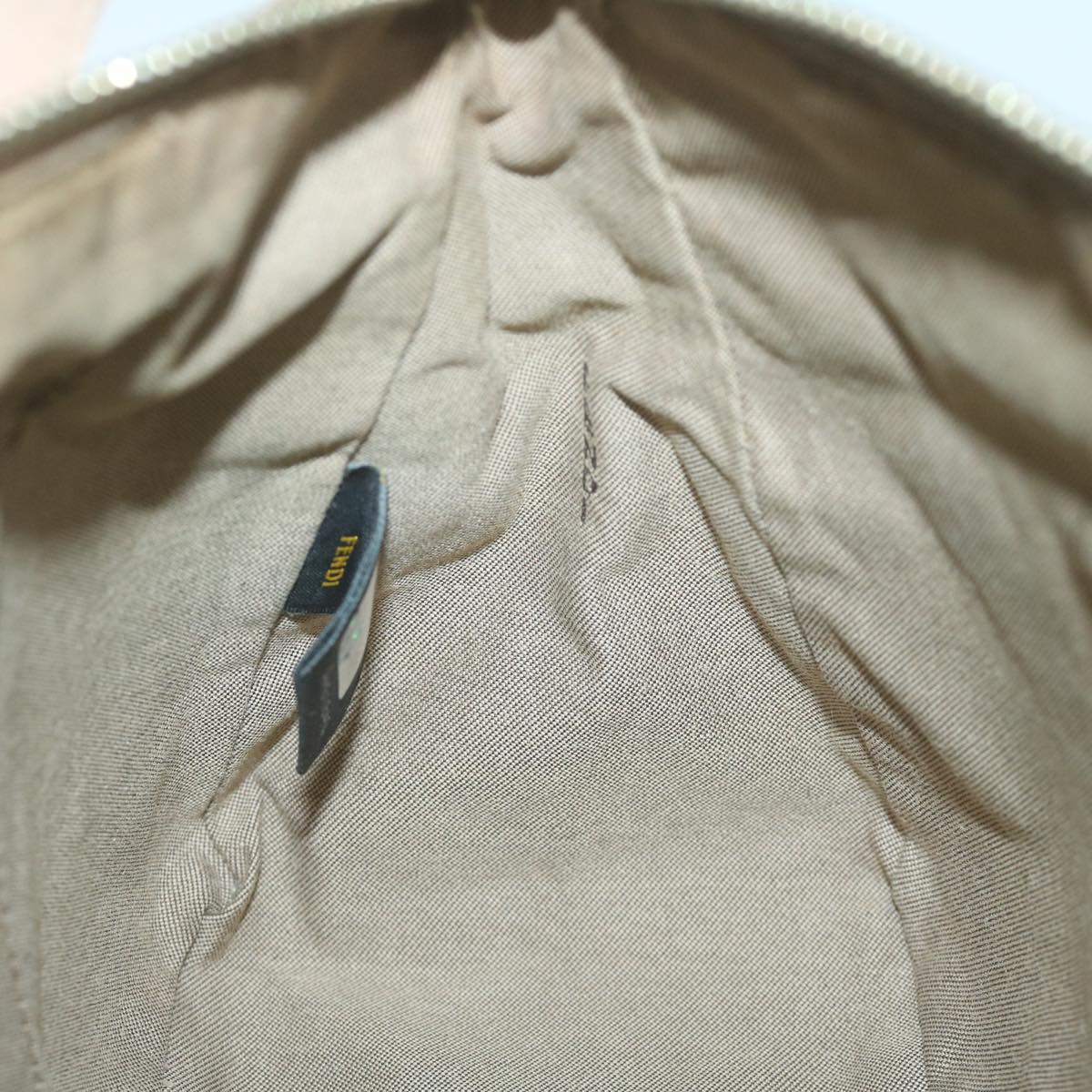 FENDI Zucchino Canvas Shoulder Bag Beige 65408