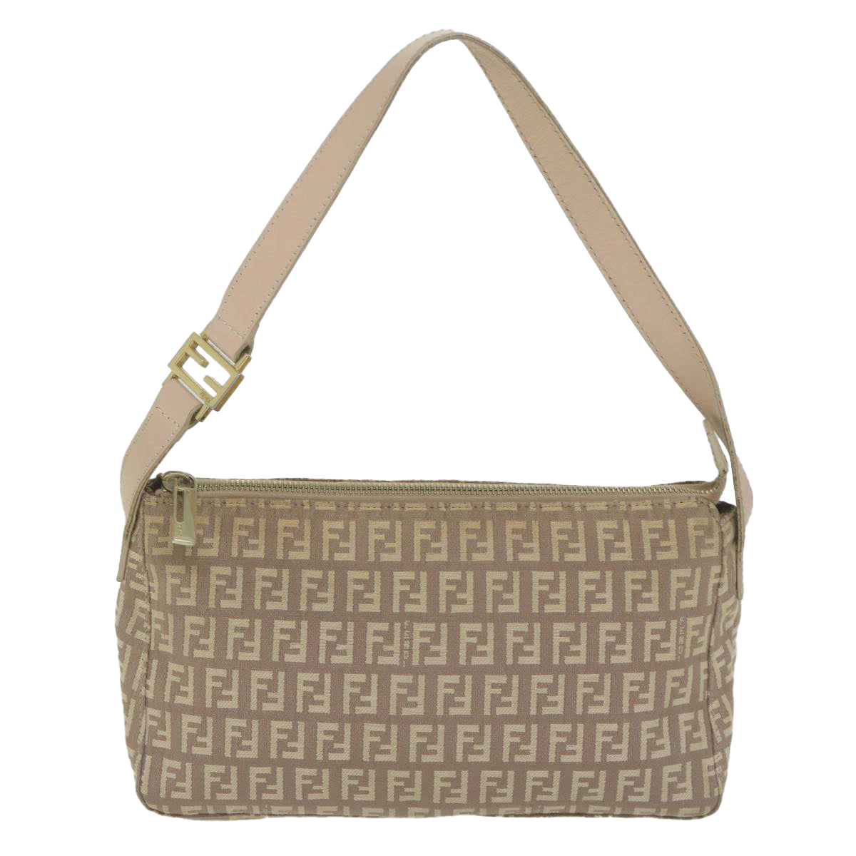 FENDI Zucchino Canvas Shoulder Bag Beige 65408