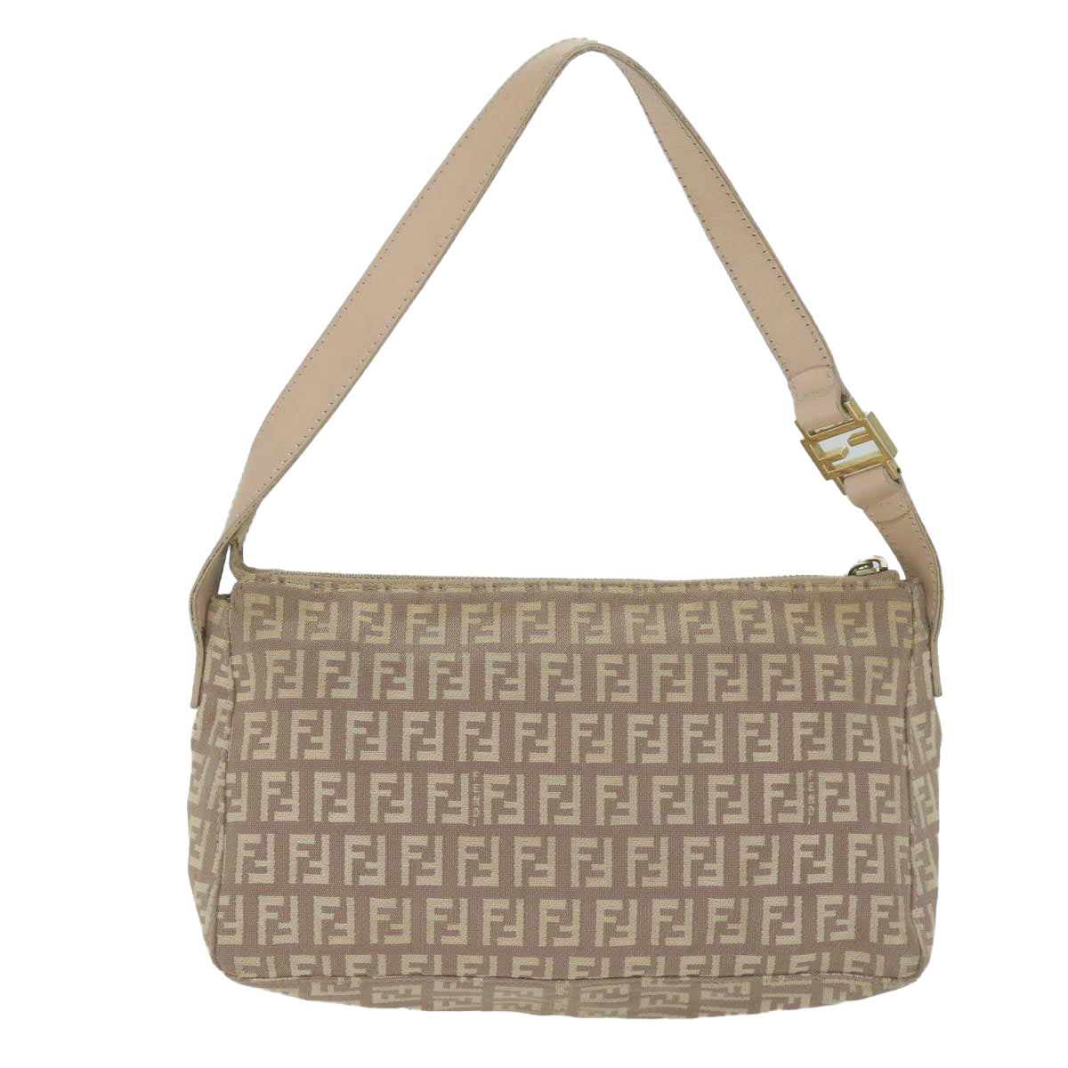 FENDI Zucchino Canvas Shoulder Bag Beige 65408