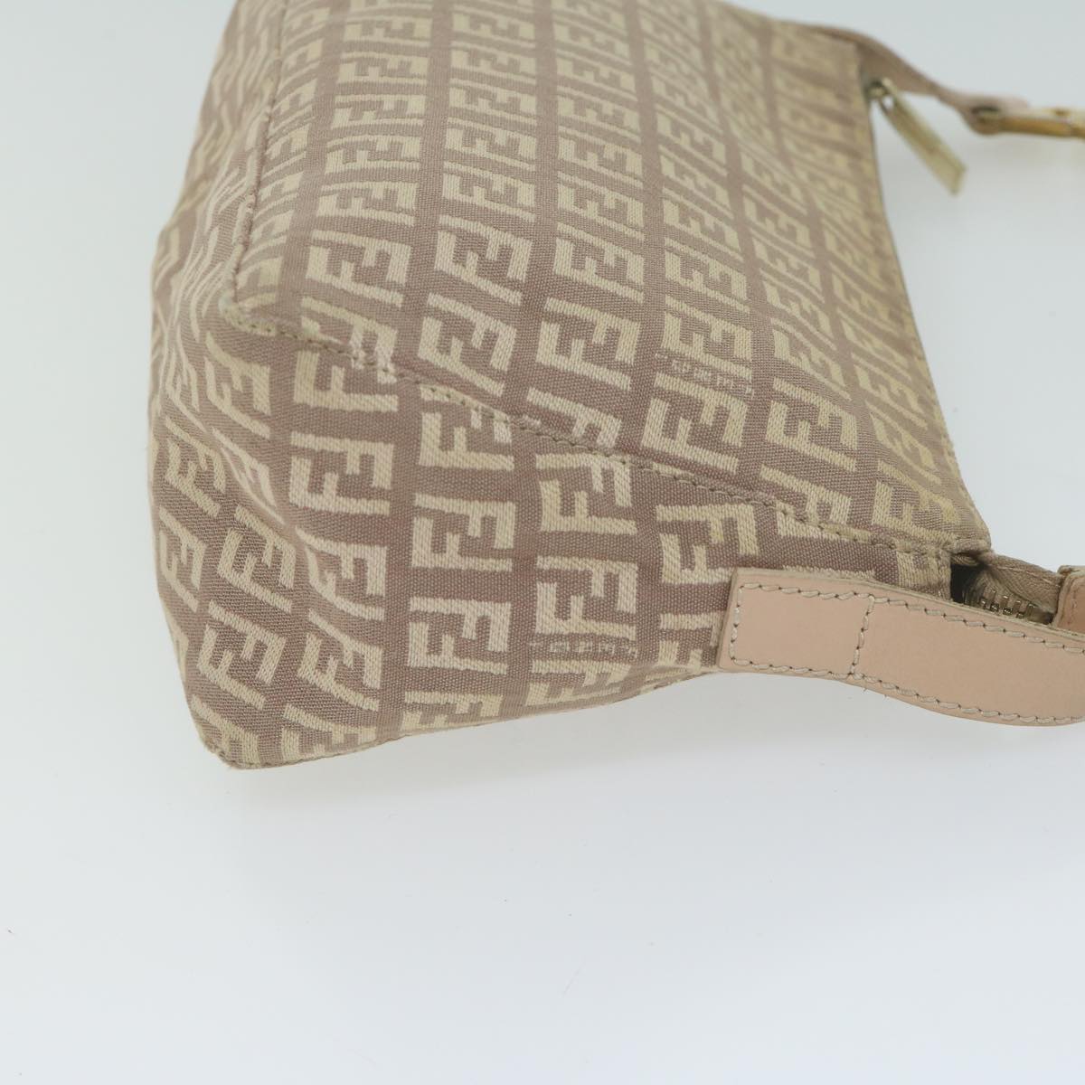 FENDI Zucchino Canvas Shoulder Bag Beige 65408