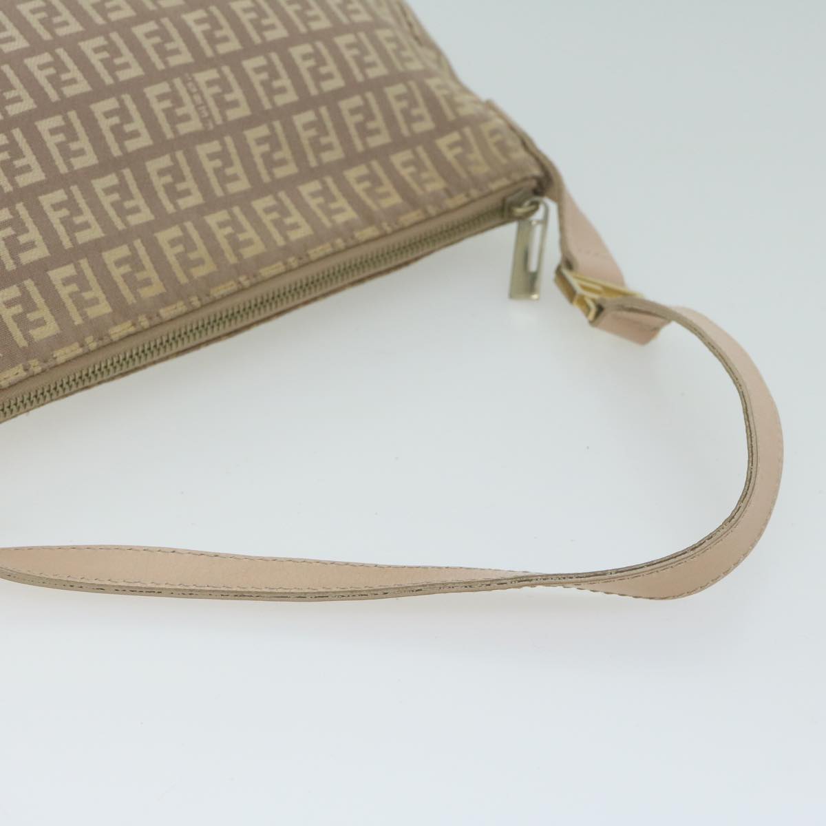 FENDI Zucchino Canvas Shoulder Bag Beige 65408