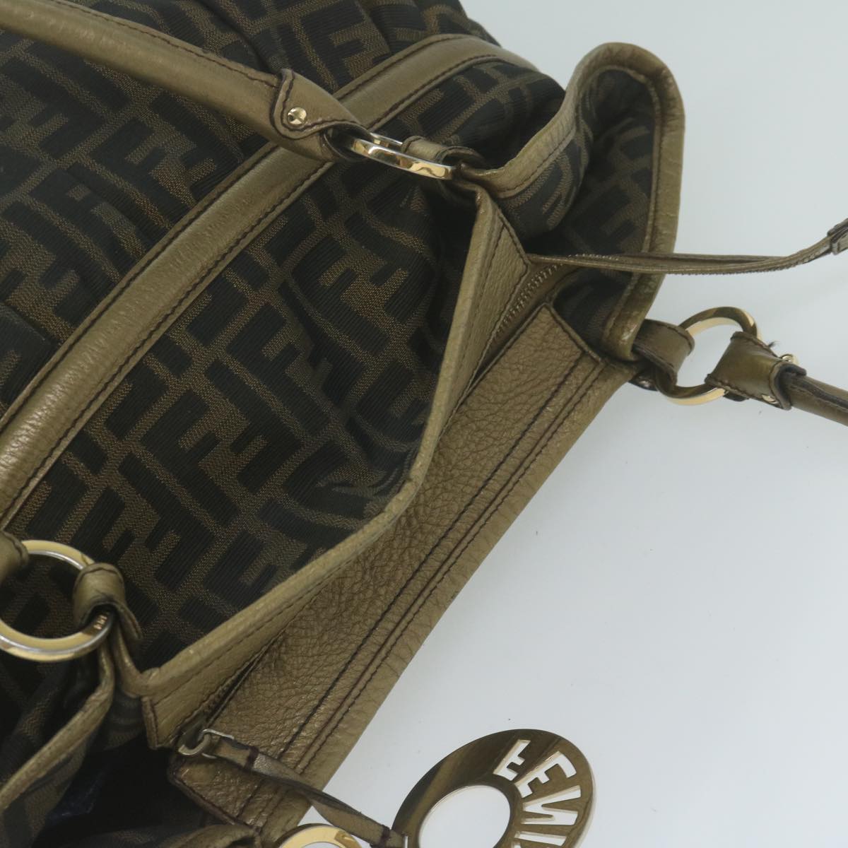 FENDI Zucca Canvas Tote Bag Black Brown 65505