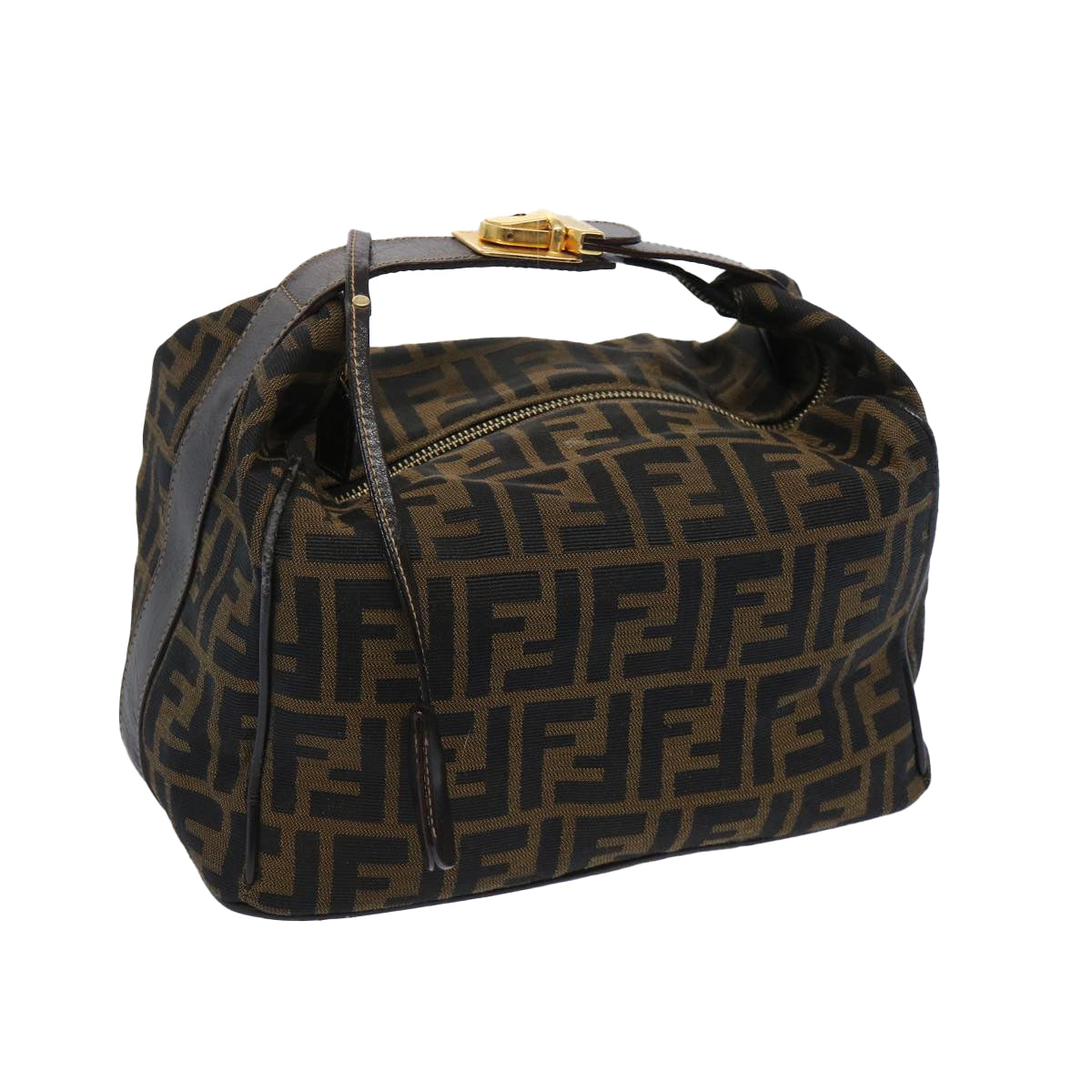 FENDI Zucca Canvas Vanity Cosmetic Pouch Brown Black 65535