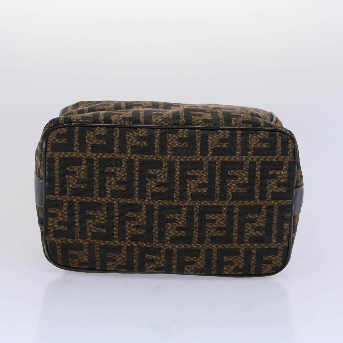 FENDI Zucca Canvas Vanity Cosmetic Pouch Brown Black 65535