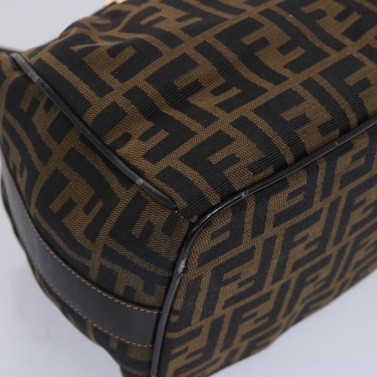 FENDI Zucca Canvas Vanity Cosmetic Pouch Brown Black 65535