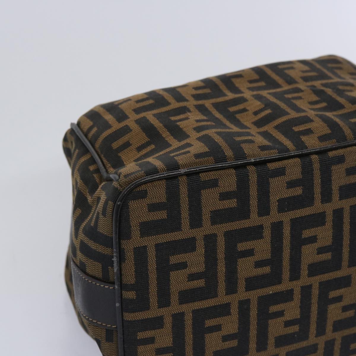 FENDI Zucca Canvas Vanity Cosmetic Pouch Brown Black 65535