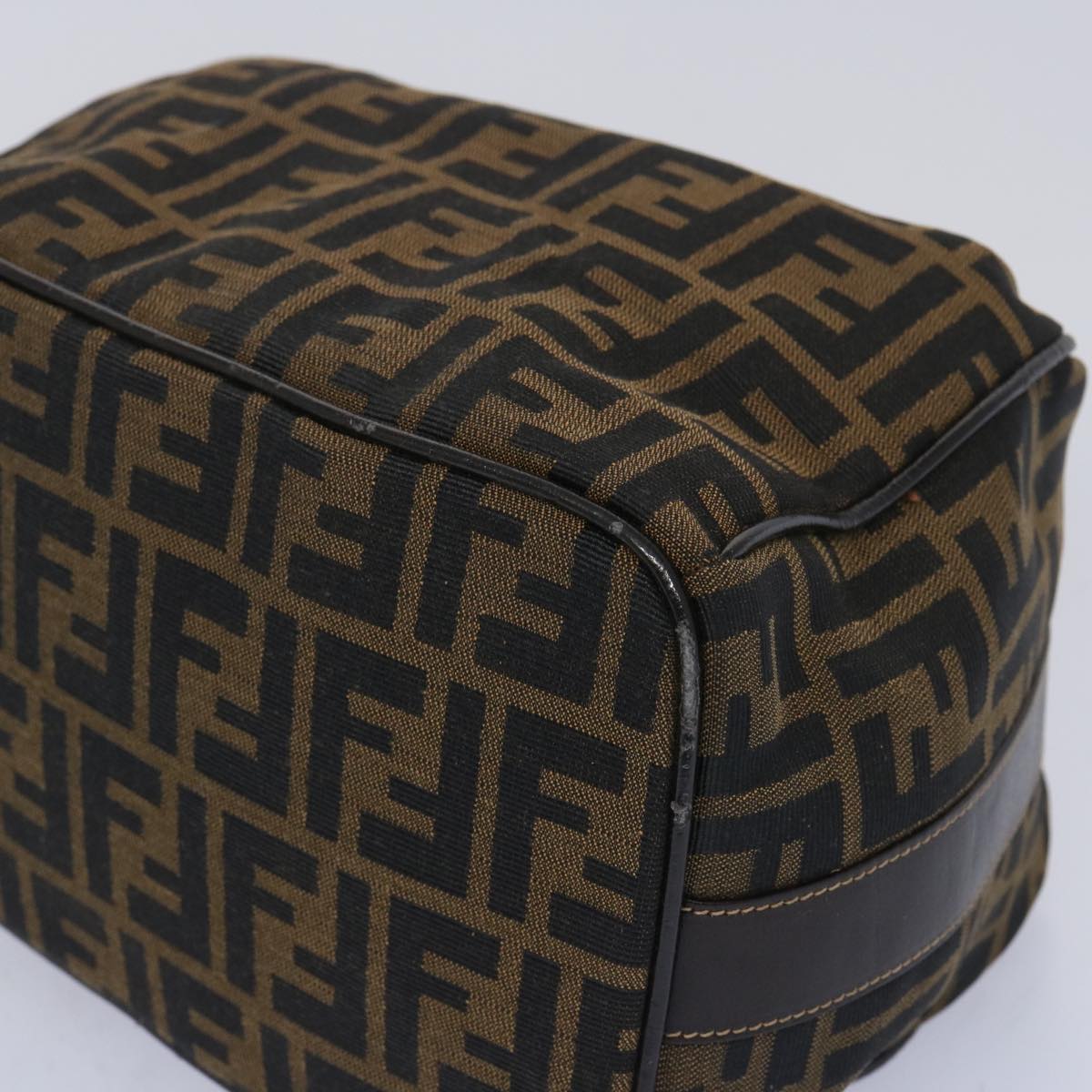FENDI Zucca Canvas Vanity Cosmetic Pouch Brown Black 65535