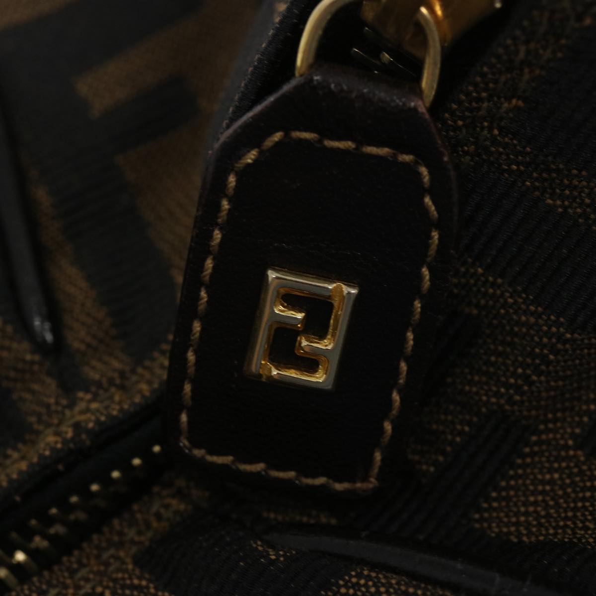 FENDI Zucca Canvas Vanity Cosmetic Pouch Brown Black 65535