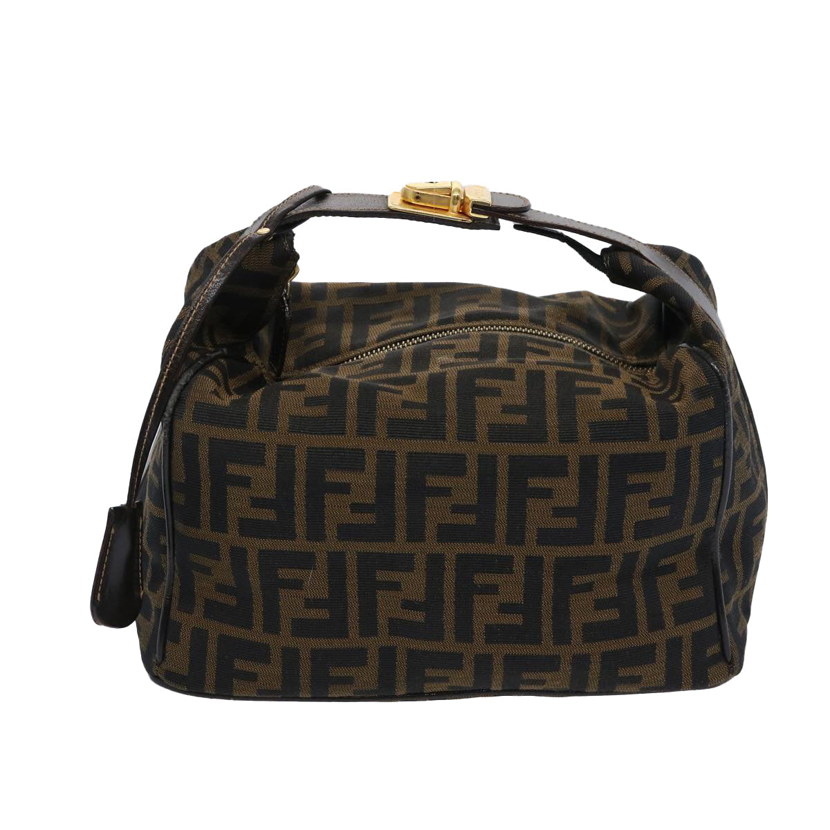 FENDI Zucca Canvas Vanity Cosmetic Pouch Brown Black 65535