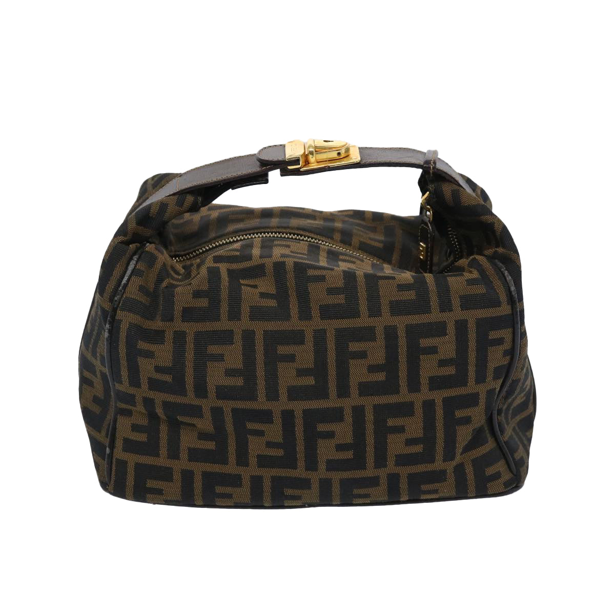 FENDI Zucca Canvas Vanity Cosmetic Pouch Brown Black 65535
