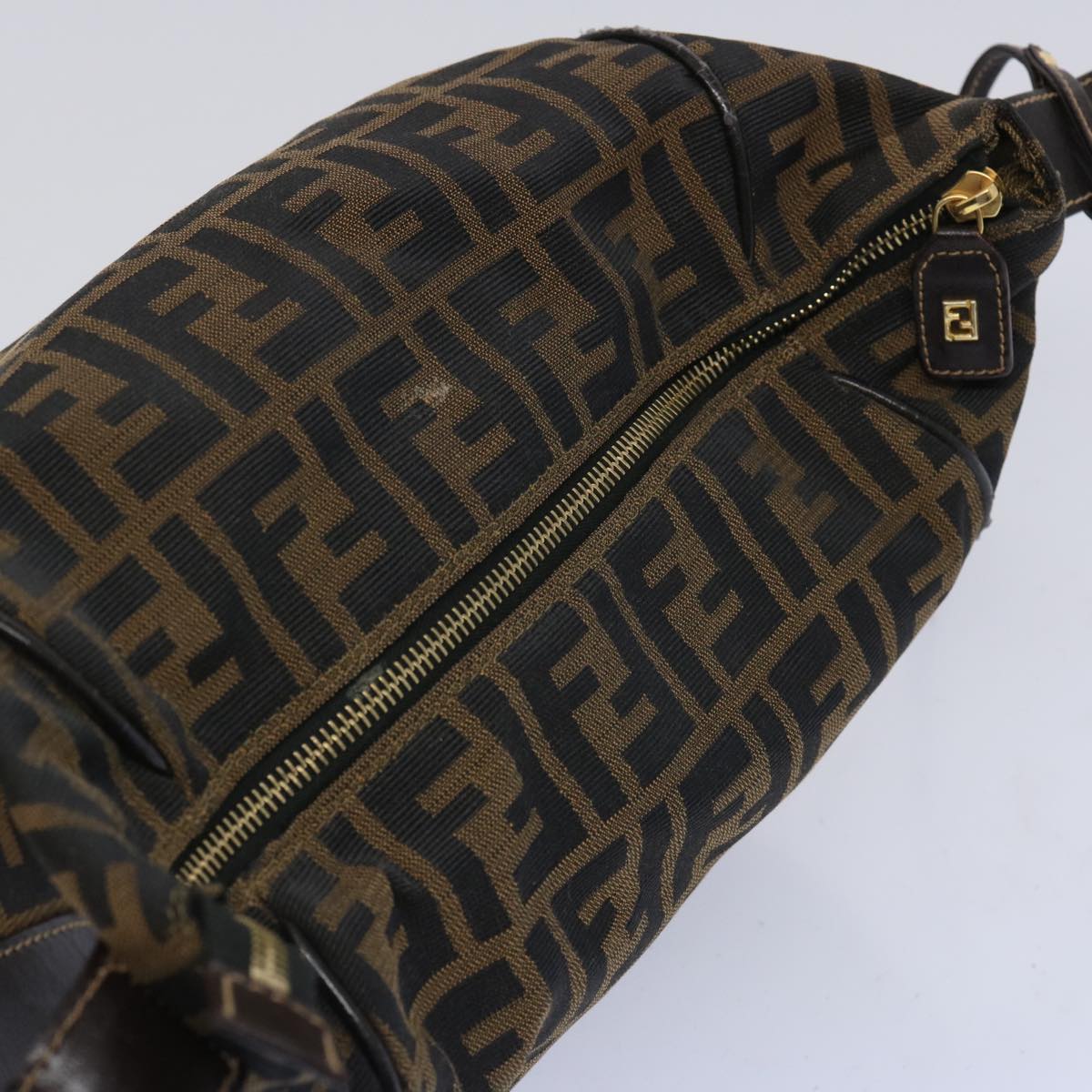 FENDI Zucca Canvas Vanity Cosmetic Pouch Brown Black 65535