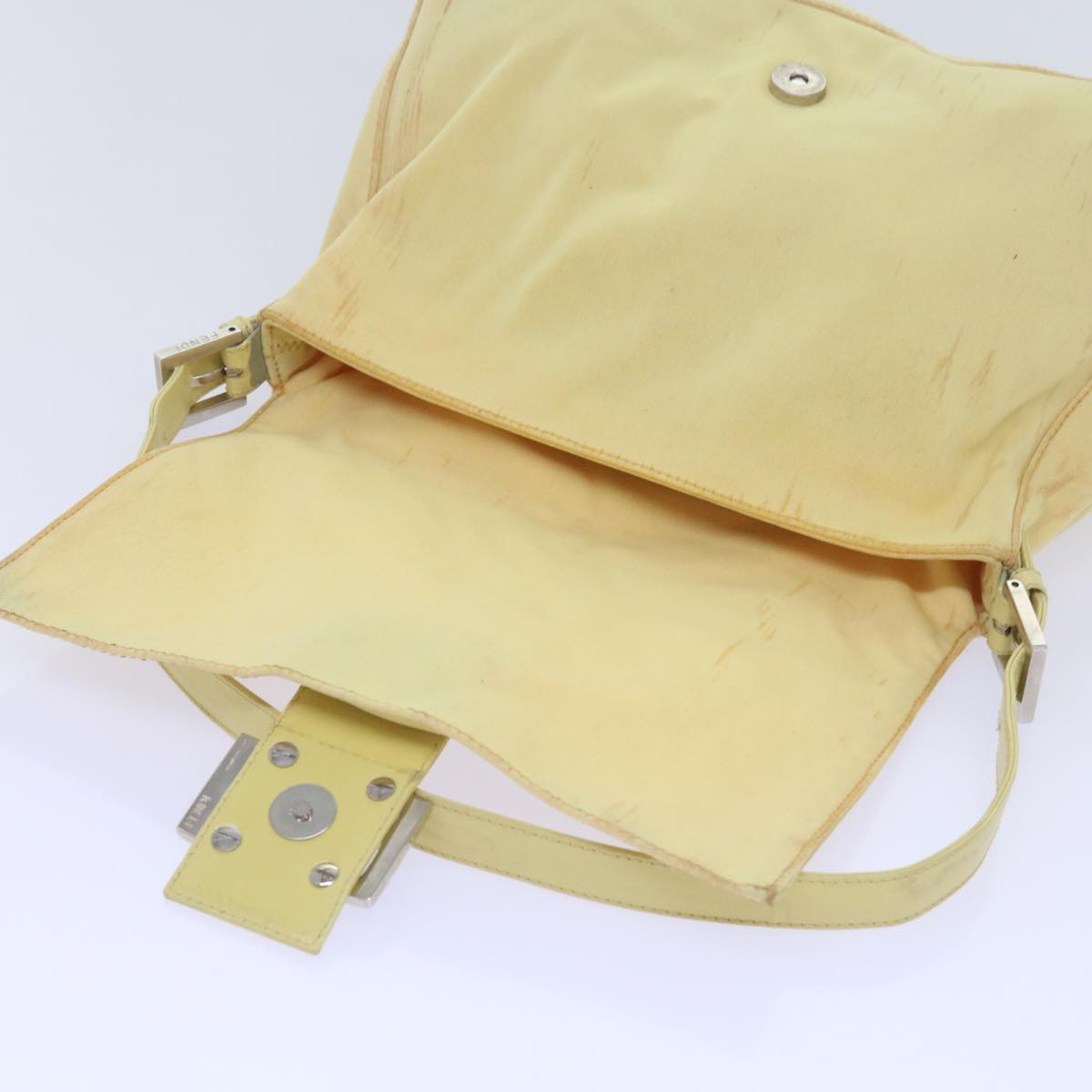FENDI Mamma Baguette Shoulder Bag Nylon Yellow 65559