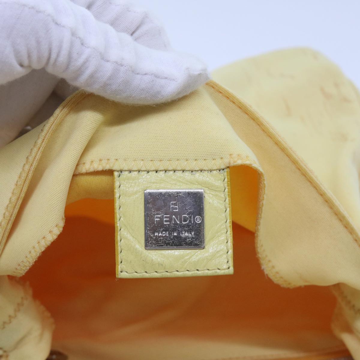 FENDI Mamma Baguette Shoulder Bag Nylon Yellow 65559