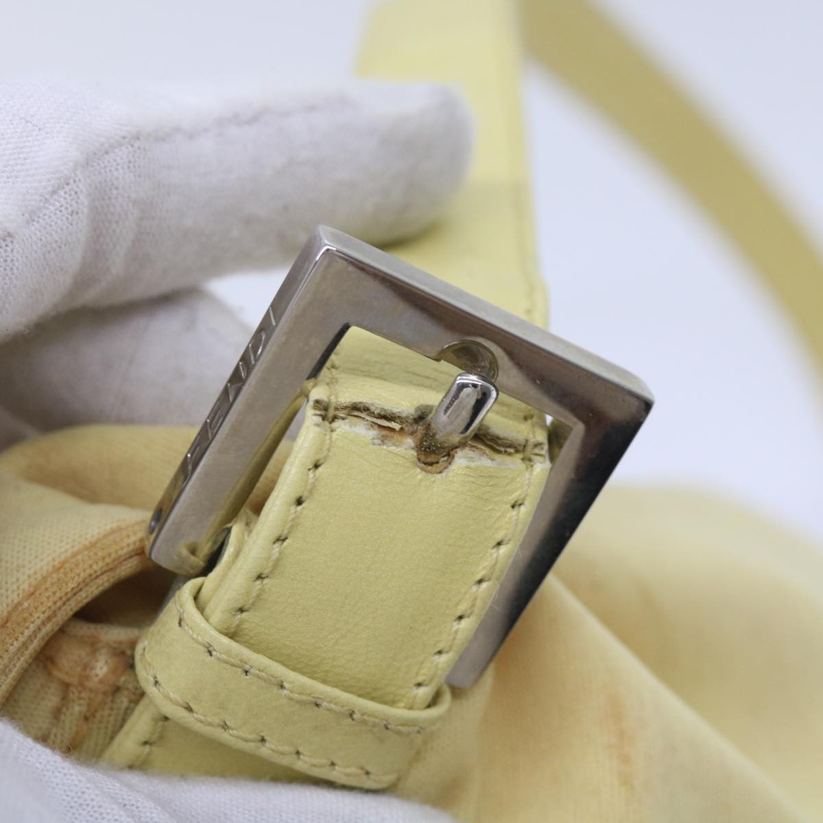 FENDI Mamma Baguette Shoulder Bag Nylon Yellow 65559