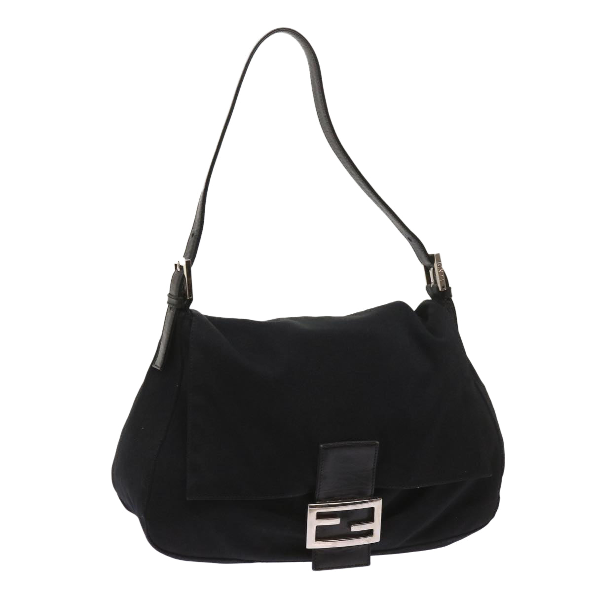 FENDI Mamma Baguette Shoulder Bag Nylon Black 65587