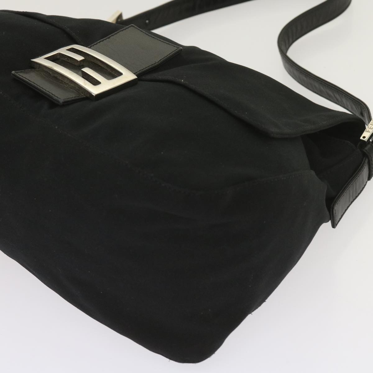 FENDI Mamma Baguette Shoulder Bag Nylon Black 65587
