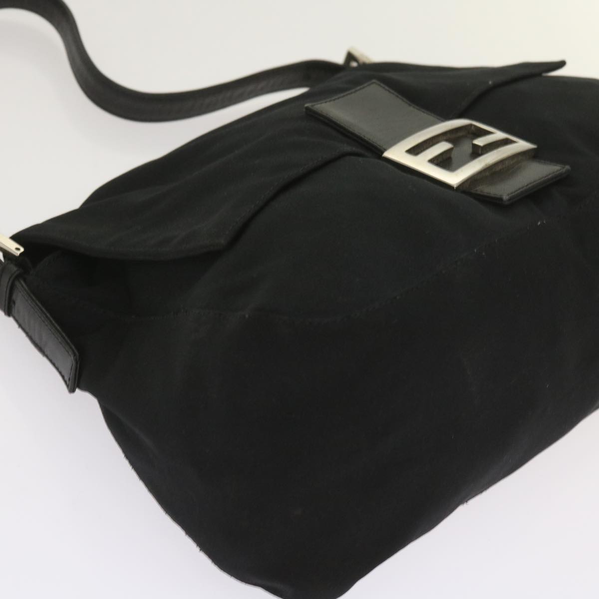 FENDI Mamma Baguette Shoulder Bag Nylon Black 65587