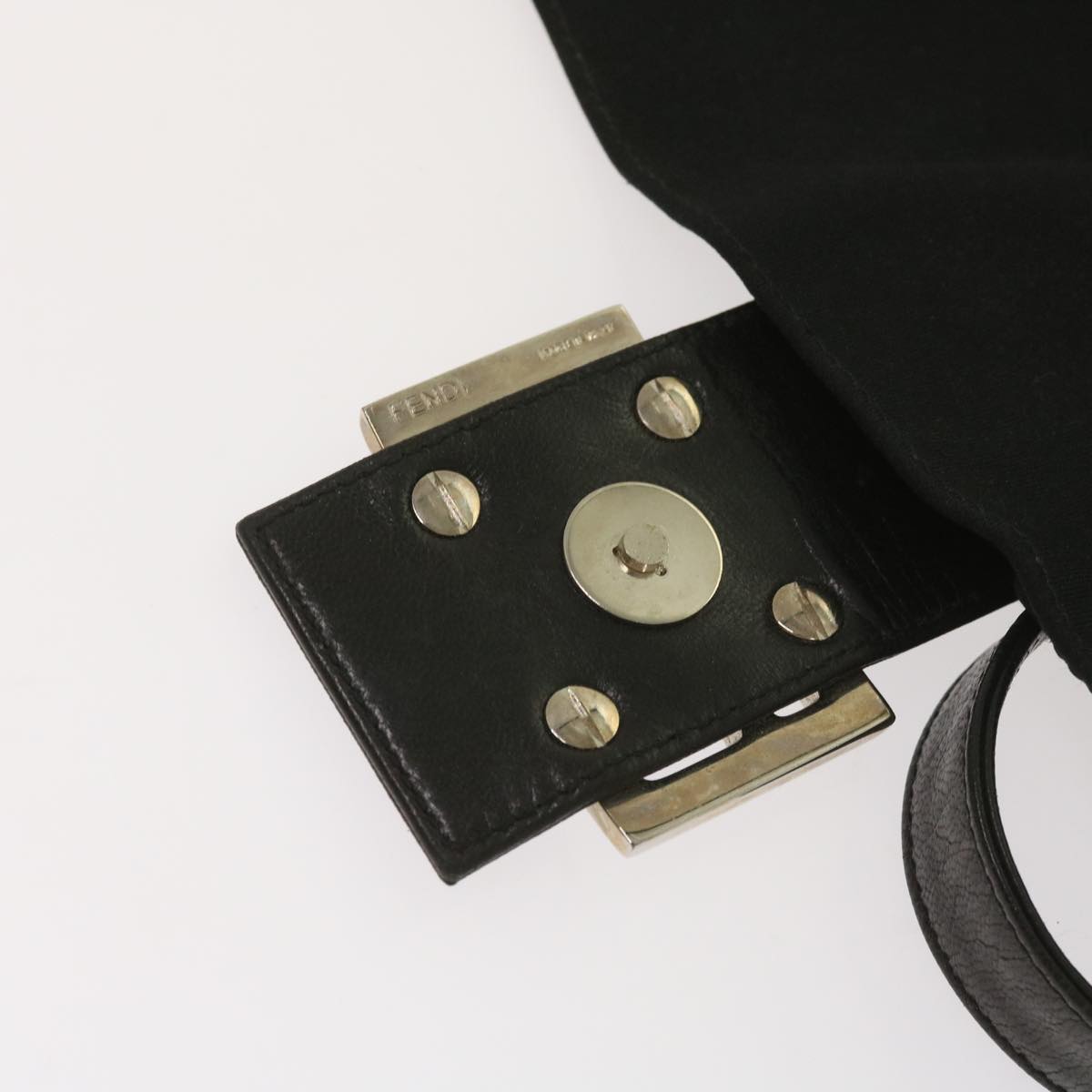 FENDI Mamma Baguette Shoulder Bag Nylon Black 65587