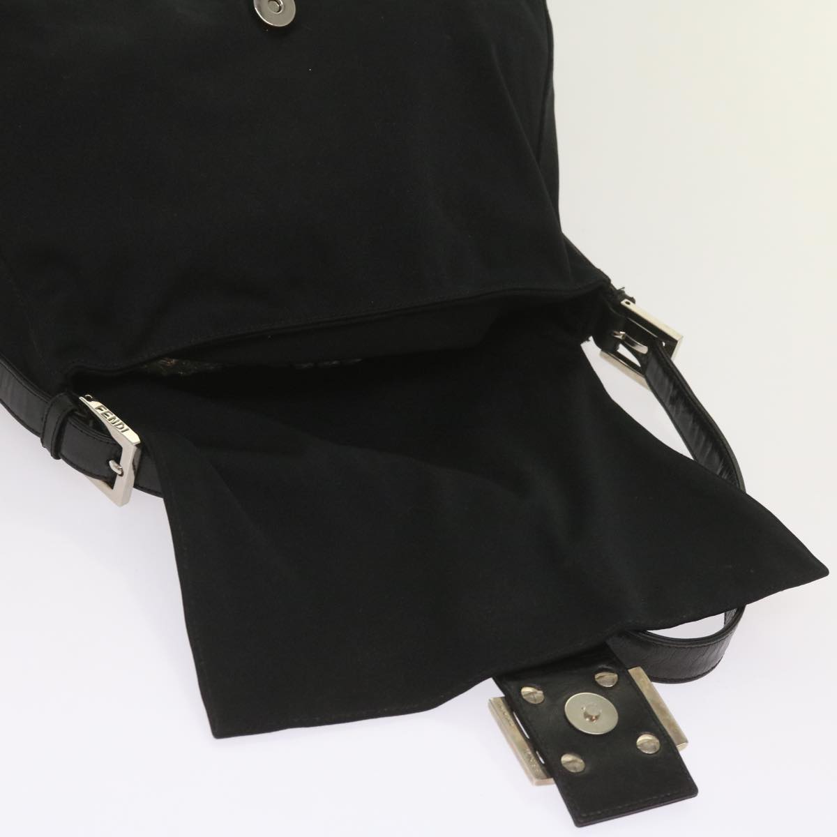 FENDI Mamma Baguette Shoulder Bag Nylon Black 65587