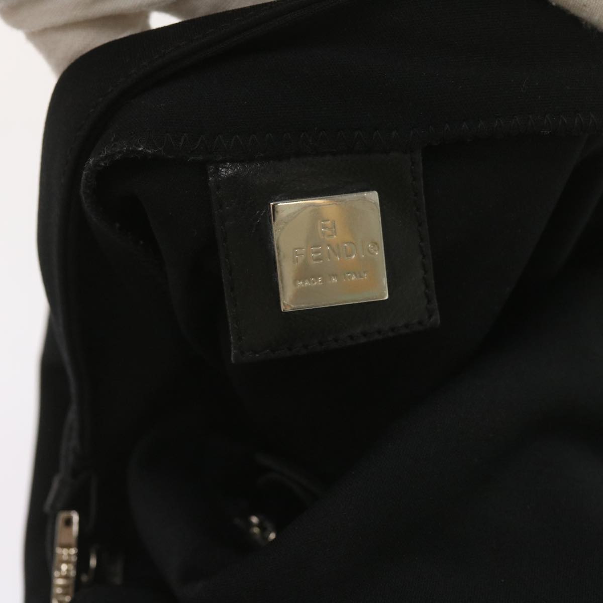 FENDI Mamma Baguette Shoulder Bag Nylon Black 65587