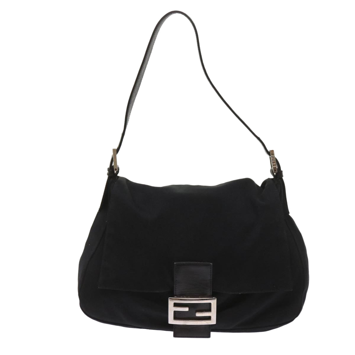 FENDI Mamma Baguette Shoulder Bag Nylon Black 65587