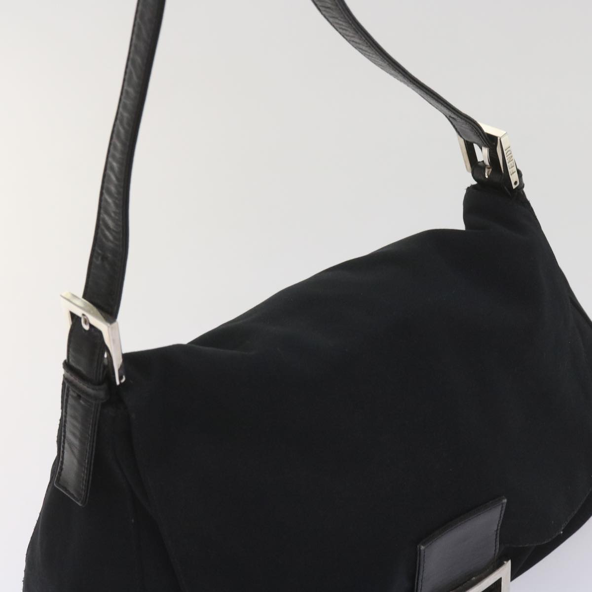 FENDI Mamma Baguette Shoulder Bag Nylon Black 65587