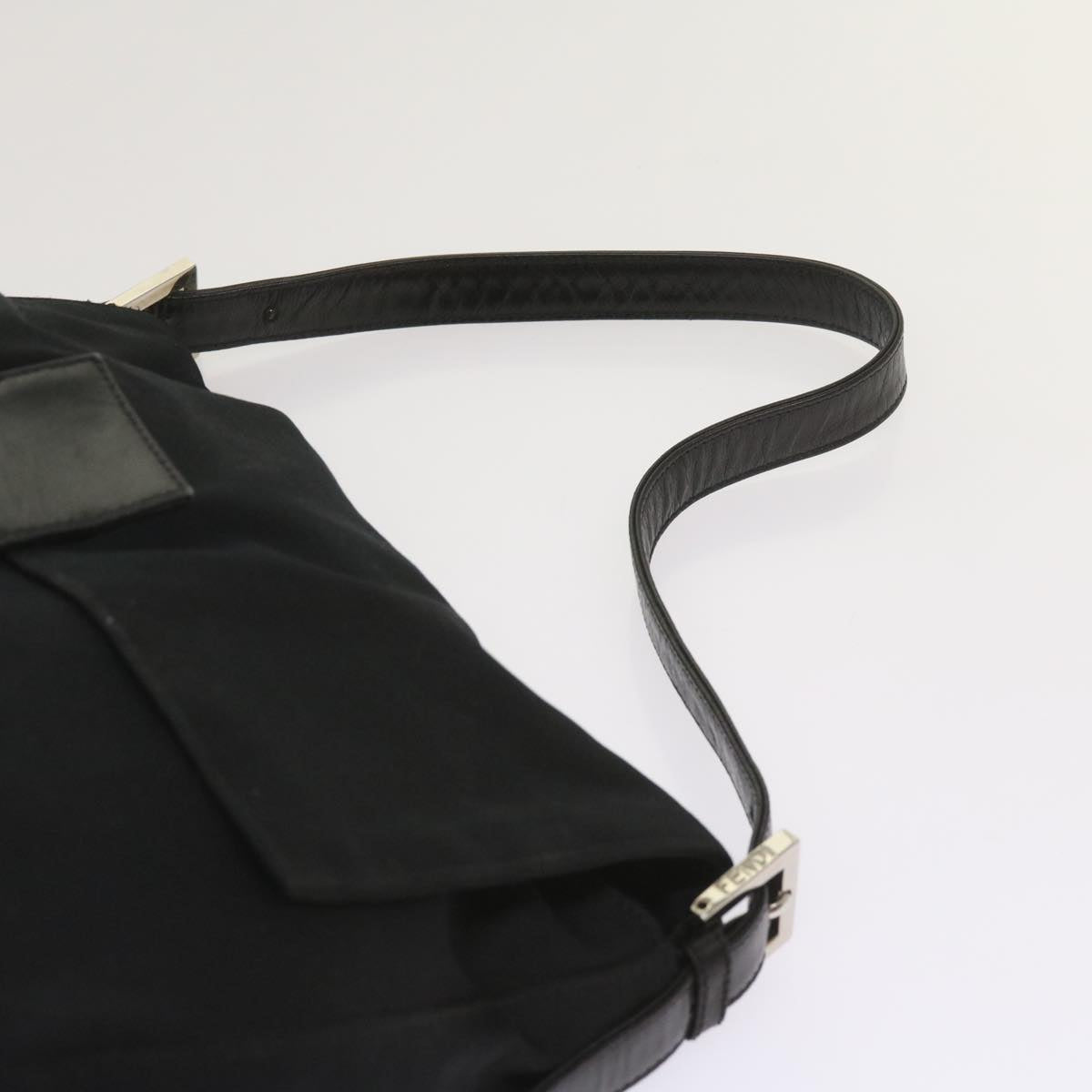 FENDI Mamma Baguette Shoulder Bag Nylon Black 65587