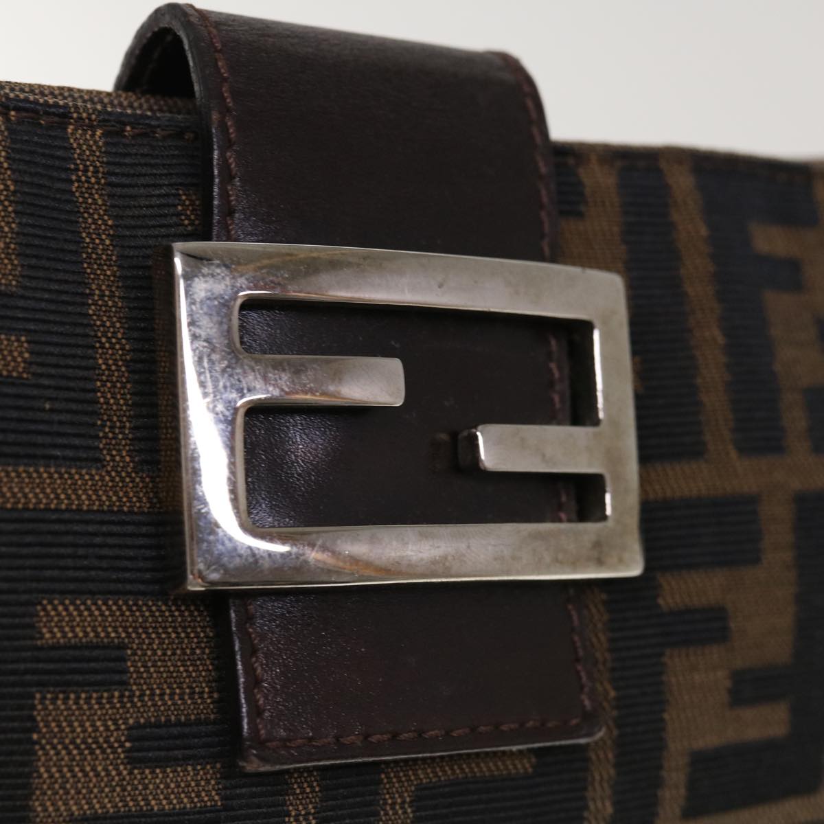 FENDI Zucca Canvas Mamma Baguette Shoulder Bag Brown Black 65651