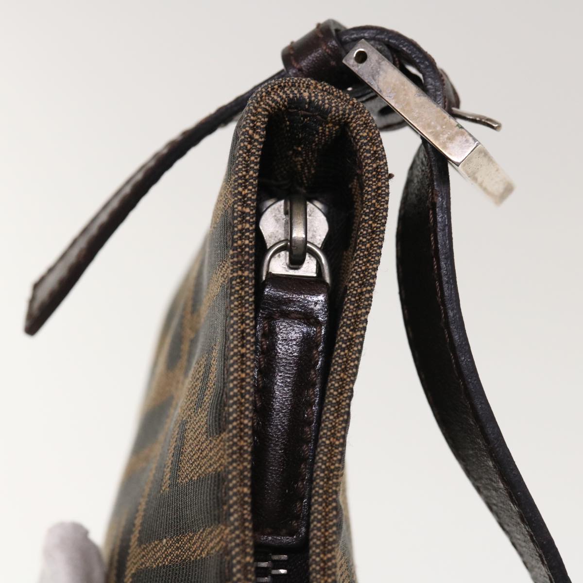 FENDI Zucca Canvas Mamma Baguette Shoulder Bag Brown Black 65651