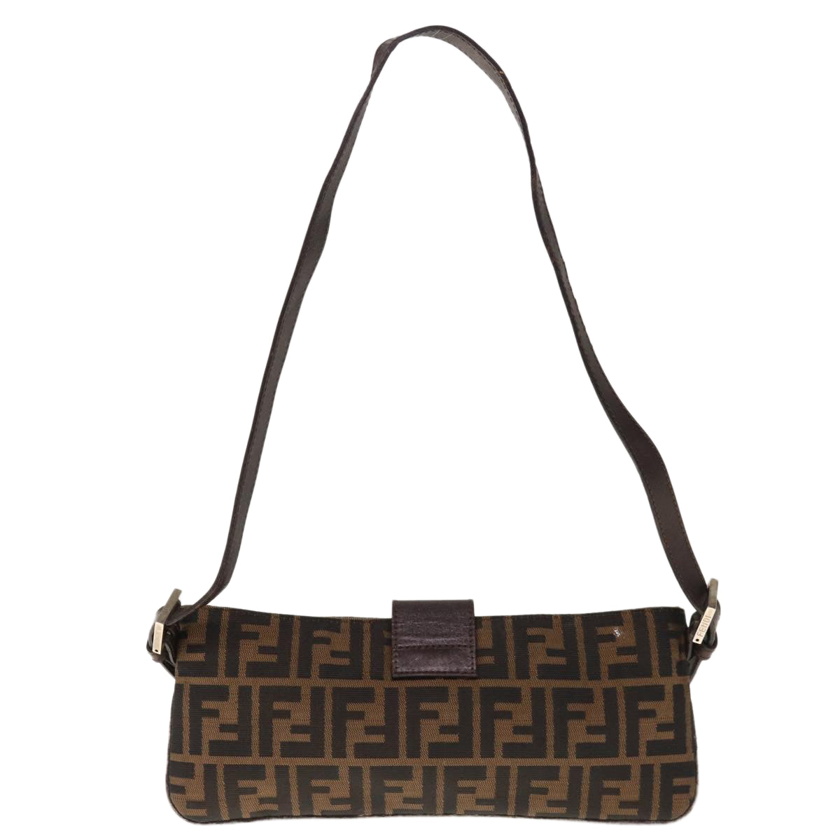 FENDI Zucca Canvas Mamma Baguette Shoulder Bag Brown Black 65651