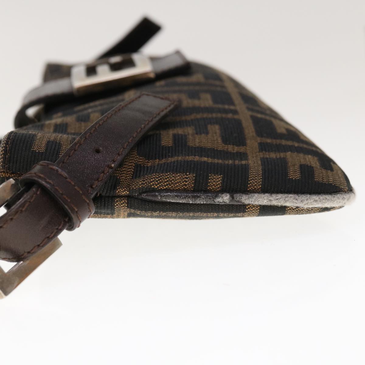 FENDI Zucca Canvas Mamma Baguette Shoulder Bag Brown Black 65651