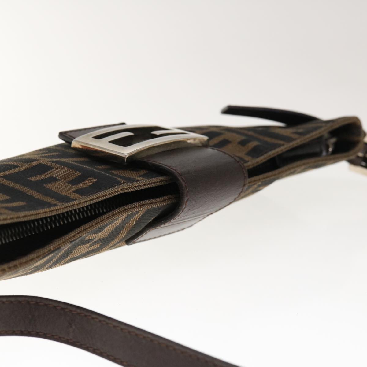 FENDI Zucca Canvas Mamma Baguette Shoulder Bag Brown Black 65651