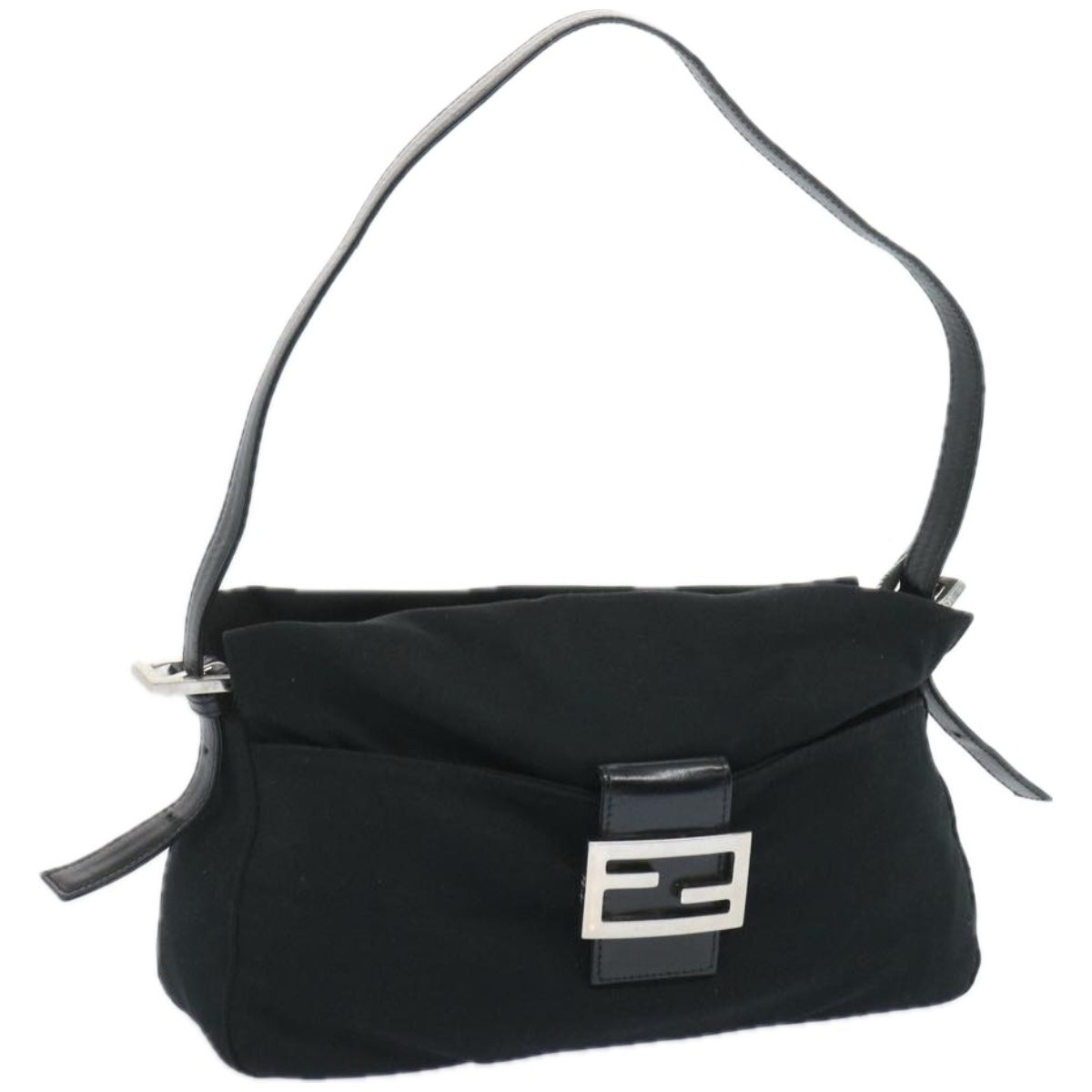 FENDI Mamma Baguette Shoulder Bag Nylon Black 65743