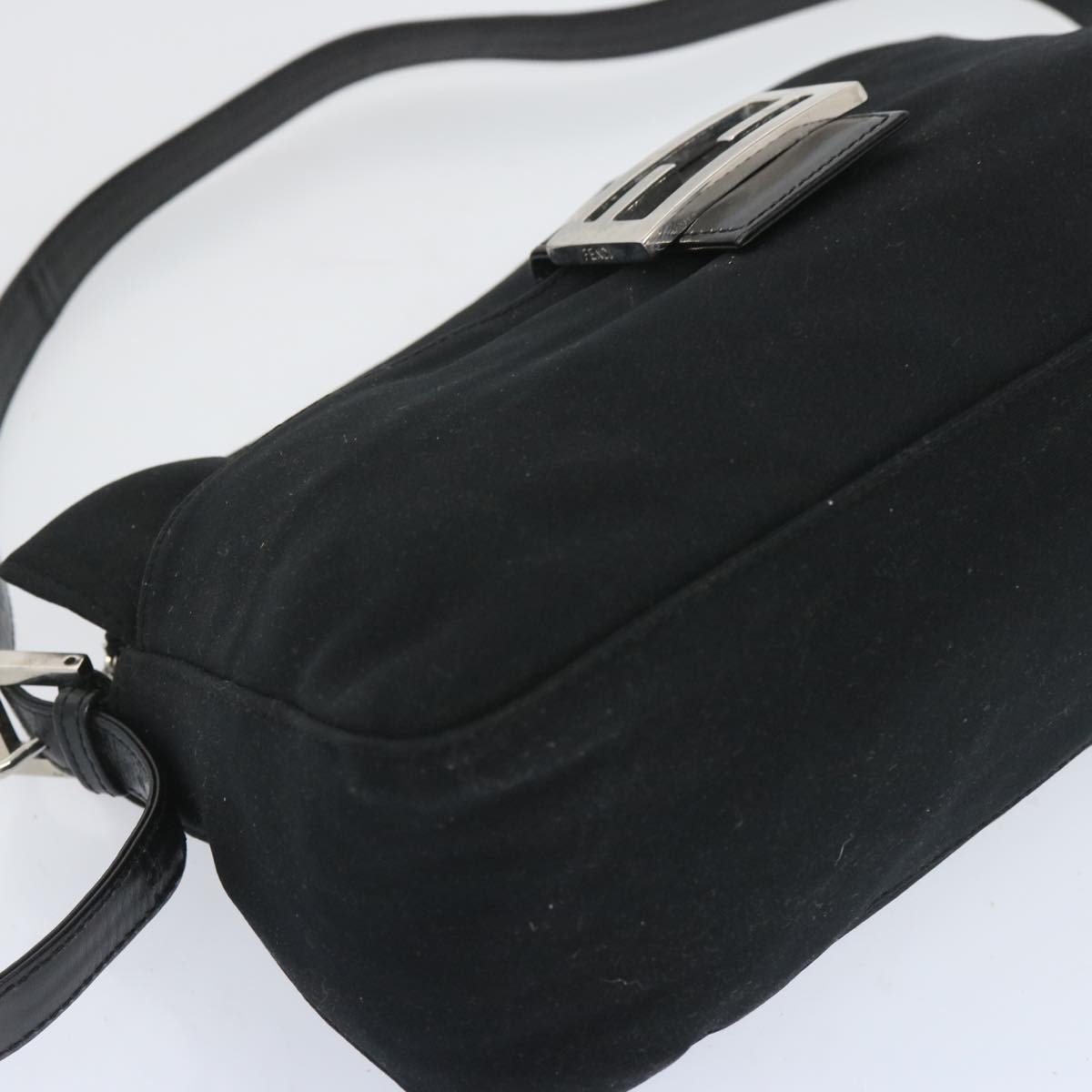 FENDI Mamma Baguette Shoulder Bag Nylon Black 65743